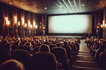 Fototapeta premium Cinema interior, full auditorium, moviegoers