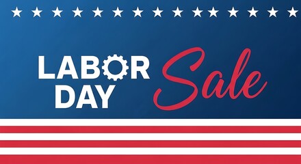 Labor day sale with patriotic stars and stripes background