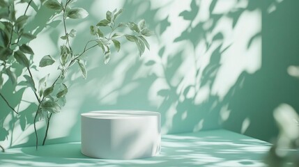 Green Leaf Shadows on White Display