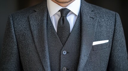 A British man, clad in a sharp charcoal business suit, exuded an aura of polished professionalism and understated confidence 