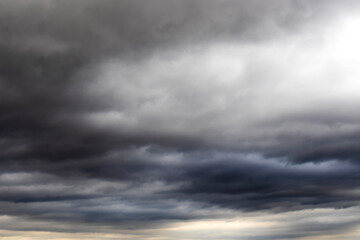 Obraz premium Sky and black cloud. Dark grey storm clouds. Dramatic sky. lighting in dark stormy cloudy. B Horrible weather, in Brazil