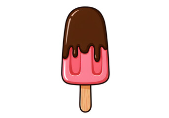 Indulge in sweet summer delight with this creamy pink popsicle dipped in rich chocolate shell treat snack