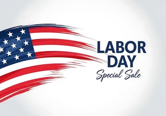 Labor day special sale with a dynamic american flag graphic and text