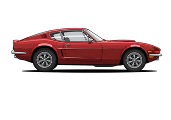 Classic red sports car profile view, capturing timeless automotive design and driving passion.