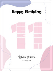 Obraz premium Happy Birthday Number 11 Collage Abstract Blob Background Design