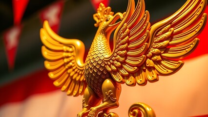 Polished red star badge on military uniform for PLA Day