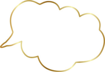 Speech bubble outlined glossy gold style