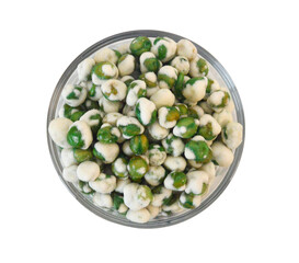 Wasabi peas isolated on white background