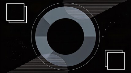 Futuristic circular interface with geometric shapes on dark background