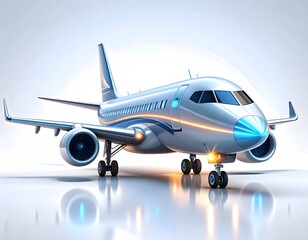 Obraz premium Modern Passenger Airplane on Runway A Symbol of Global Connectivity and Efficient Air Travel