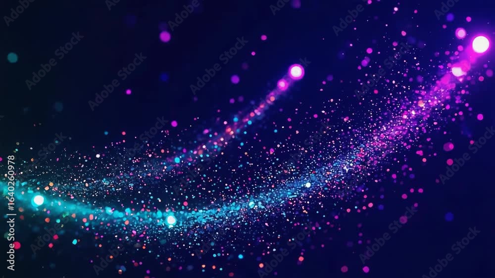 Wall mural colorful particles flowing and sparkling create an enchanting abstract wave effect against a dark ba