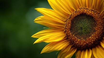 Obraz premium Sunflower Center Close-up on Green Background