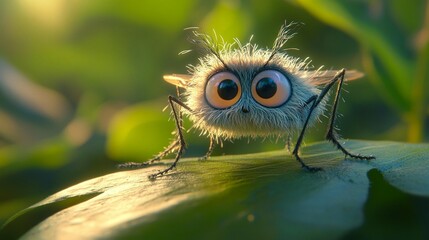 Fluffy Insect on Leaf