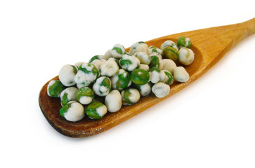 Wasabi peas isolated on white background