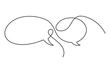 Continuous single line art of a speech bubble with rounded minimal design for elegant conversation and stylish digital illustration projects