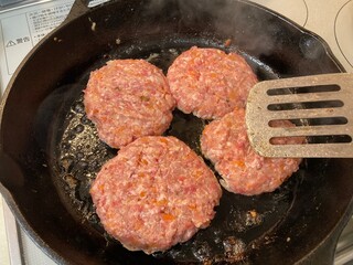 frying pan with meat