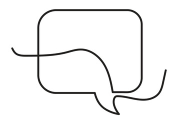 Minimal continuous line drawing of speech bubble icon with artistic smooth curve for modern conversation, chat, and elegant communication artwork