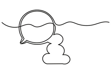 Single continuous line art of speech bubble with rounded elegant outline minimal style for conversation and stylish digital graphic design