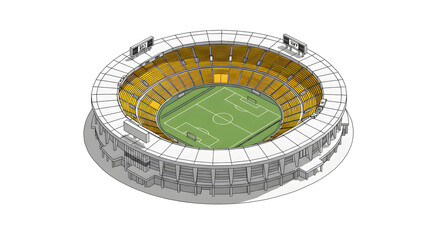Miniature 3D Isometric Vector Sky Stadium Detailed Architectural Design