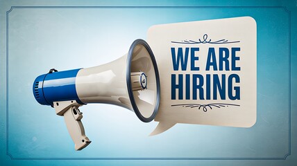 Hiring announcement with megaphone and recruitment message