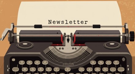 Vintage Typewriter with "Newsletter" Typed, Evoking Classic Communication Era
