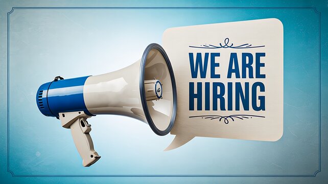 Hiring announcement with megaphone and recruitment message