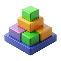 Obraz premium 3d illustration of colorful toy blocks stacked in a pyramid shape isolated on transparent background