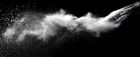 White powder cloud against black background