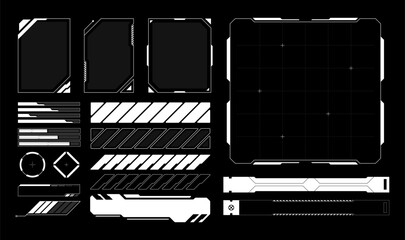 Futuristic Hud Element Vector Illustration. Set cyberpunk tech collection.