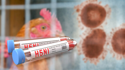 The Blood Tube for avian influenza or bird flu concept 3d Rendering. © niphon