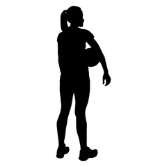Silhouette of a Woman Playing Volleyball.