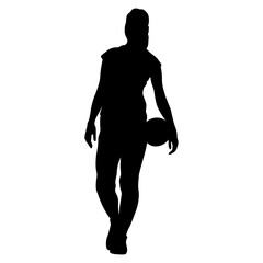 Silhouette of a Woman Playing Volleyball.