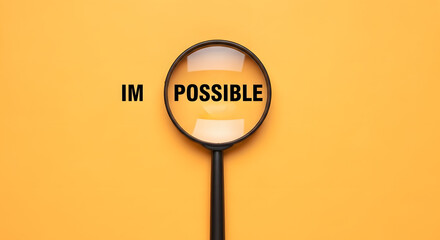 Magnifier focuses on the possible side of the word impossible.