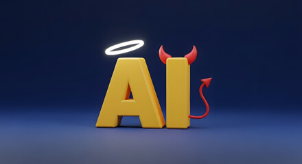 AI ethics and morality concept. The use of artificial intelligence for the good or bad.