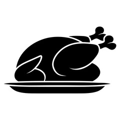 chicken meat on plate icon. thanksgiving holiday food menu