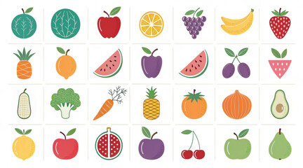 Vibrant collection of simple and colorful fruits