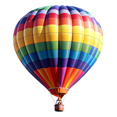 Naklejka premium Colorful hot air balloon isolated on black background with vibrant stripes