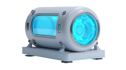 Futuristic Medical Scanner with Holographic Display and Advanced Interface on Transparent Background

