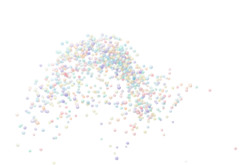 Styrofoam mini ball fly explosion, Pastel foam mini balls float explode, abstract cloud fly. styrofoam pastel mini sphere balls splash throwing in Air. White background Isolated