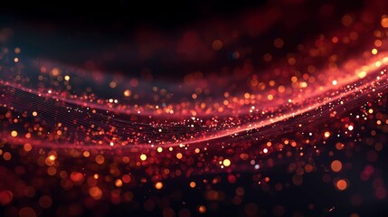 Obraz premium Abstract Golden Light Bokeh and Sparkles on Dark Background for Technology and Celebration Themes