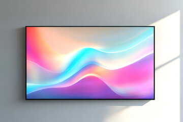 Naklejka premium Vibrant abstract swirls of color displayed on a modern framed artwork