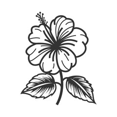 Minimal Hibiscus Outline - Simple Flower Line Art
