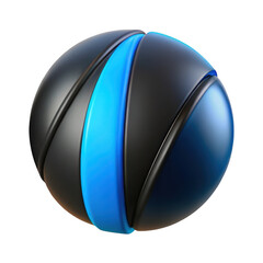 3d futuristic sphere with blue accent isolated on transparent background