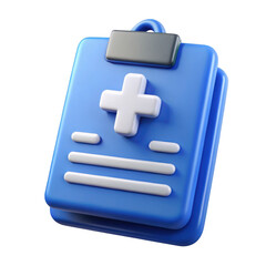 Fototapeta premium 3d medical clipboard with plus sign isolated on transparent background