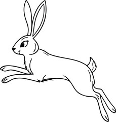 Dynamic rabbit leaping forward with ears swept back silhouette