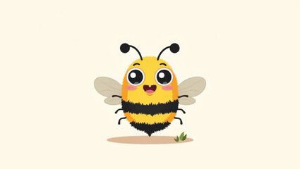 Adorable cartoon bee with a cheerful expression and tiny wings
