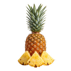 Exotic pineapple presentation whole and sliced, providing a refreshing tropical experience on