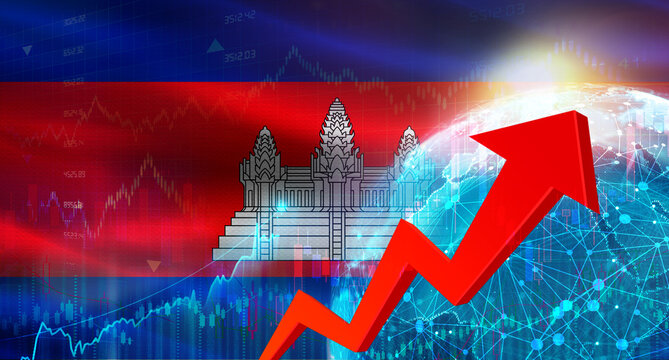 Global financial growth with Cambodia flag. Financial growth with Cambodia flag on economic background