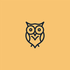 Owl logo in elegant and simple minimalist line art style.