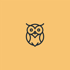 Owl logo in elegant and simple minimalist line art style.